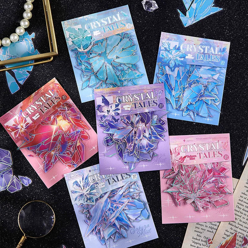 20 Sheets Broken Crystal Graffiti Stickers for DIY Scrapbook Suitcase Phone Laptop Guitar Decorative Stationery Office Supplies Qme