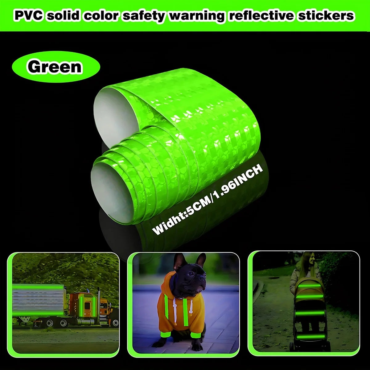 High Visibility Car Reflective Tape Night Driving Safety Warning Strip Motorcycle Reflector Decal for Enhanced Visibility Qme Green 9m 5cm