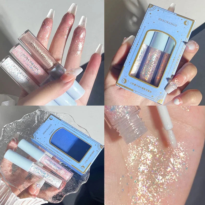 Glitter Highlighter Liquid Eye Shadow Eyeliner Durable Waterproof Gold Shimmer And Shine Eye Silkworm Pencil Makeup Beauty Tool Qme