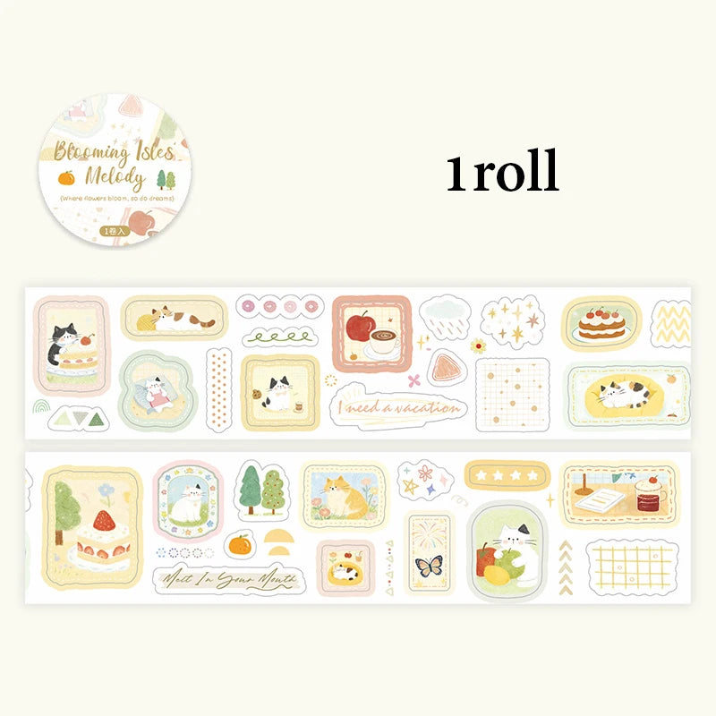 Fresh & Healing Washi Tape, High-Value Stationery & Unique Gift, Ideal for Journal Borders & Background Decor Qme F