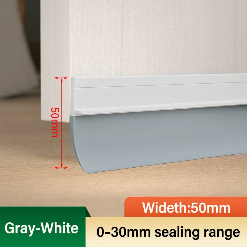 Self-Adhesive Thickened Door Bottom Sealing Strip Thermal Insulation Door Weatherstrip Anti-cold Window Draft Stopper Tape Qme 3M(1MX3PCS) Gray White 50mm