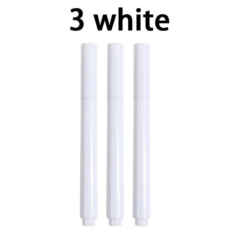3-25Pcs/Set White/Colors Liquid Chalk Erasable Pen Marker For Glass Windows Electronic Blackboard Chalkboard Whiteboard Marker Qme 3 white