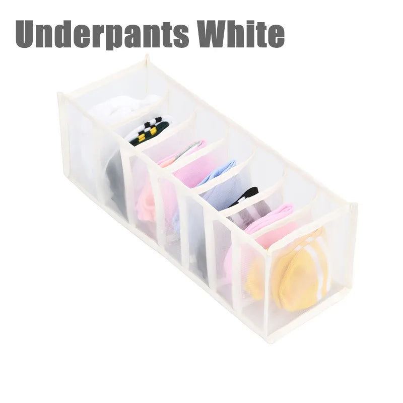 Clothing Storage Organizer Box Cabinets Drawer Jeans Organizer Underwear Pants T-Shirt Socks Storage Box Save Wardrobe Space Qme Underpants-White