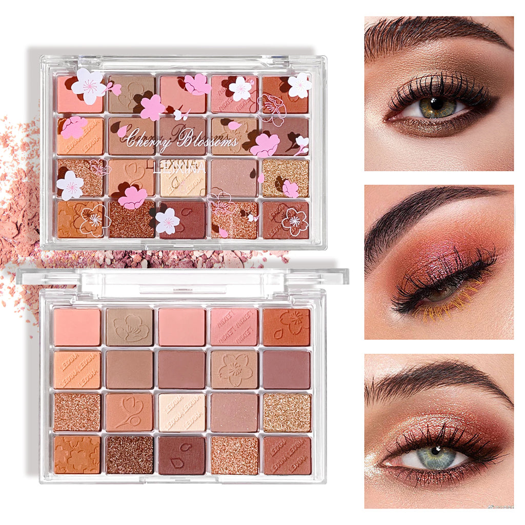 20 color eyeshadow tray, matte shimmer high pigment makeup, multi-color brown tone long-lasting daily wear eyeshadow Qme
