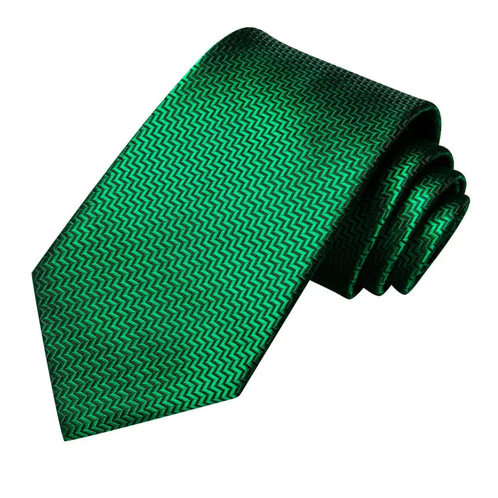 Hi-tie Men Fashion Solid Green Blue Necktie Handkerchief Cufflinks Qme