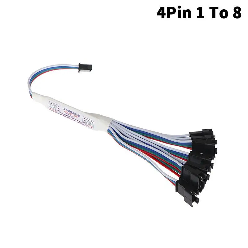 3Pin 4Pin LED Signal Amplifier Repeater Controller 1 TO 4/8 Mini TTL Repeater Module RGB Addressable LED Strip WS2812B/SK6812 Qme A4