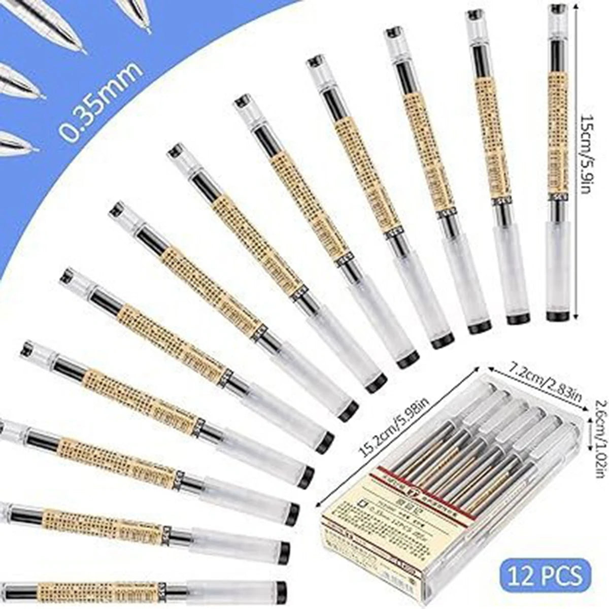 3-12pcs/set Fine Point Pen 0.35mm Black Blue Red Ink Gel Pen Ballpoint Pen School Office Student Writing Stationery Supply Qme