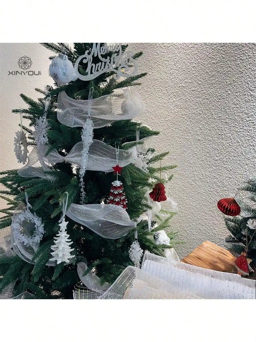 1 Roll 9-meter-long Satin Ribbon Christmas Decoration Net Mesh Qme