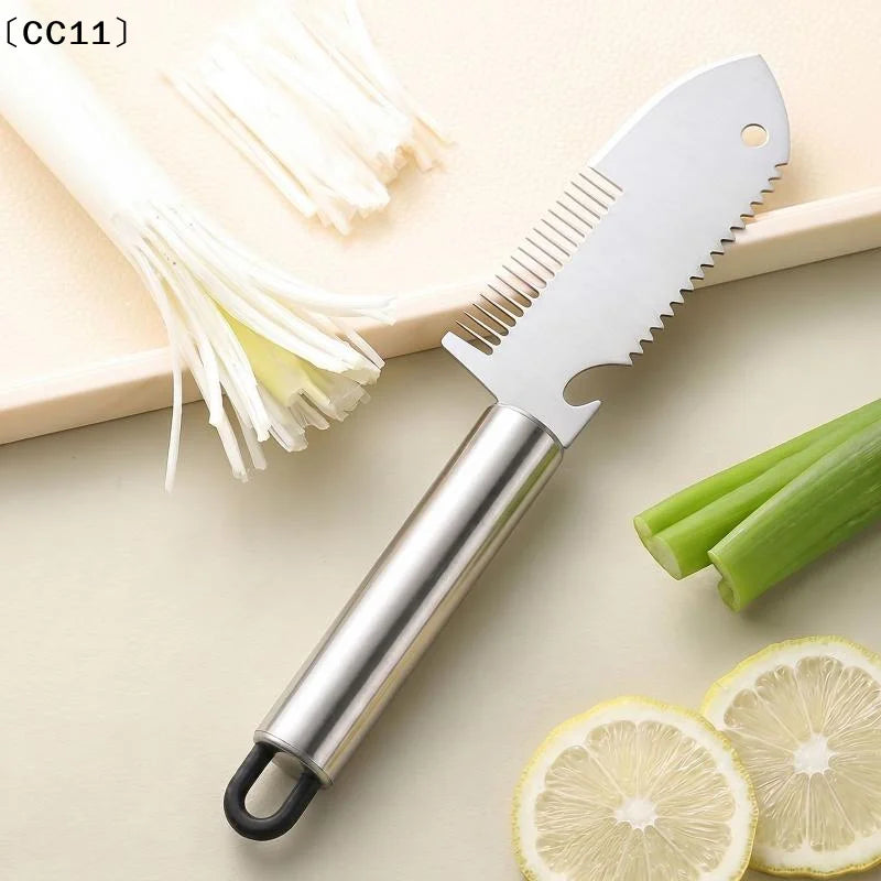 Ergonomic Vegetable Knife Stainless Steel Scallion Slicer Handle Qme