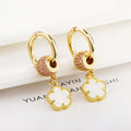 High Quality Natural Stone Five Leaf Flower Jewelry Set Zirconia Necklace Earrings Temperament For Woman Fashion Jewelry Clover Qme Earrings 1