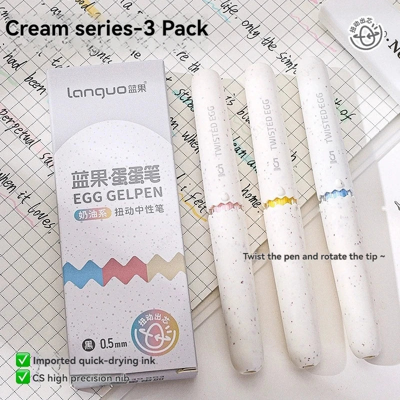 Kawaii Egg Neutral Gel Pens Soft Touch Quick Dry Smooth CS Tips 0.5mm Black Gel Ink Pen For School Writing Stationery Supplies Qme Cream series