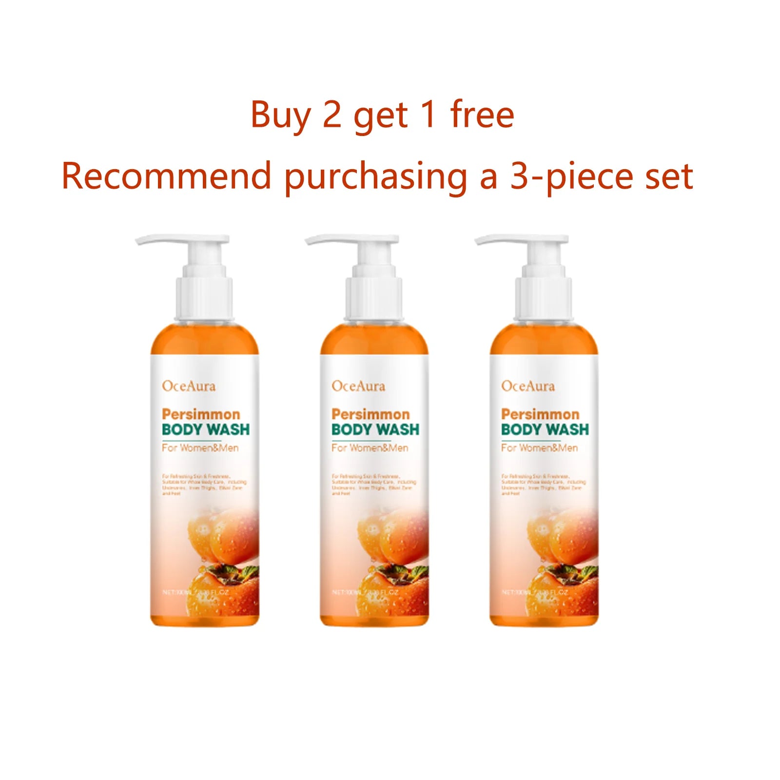 Oceaura Persimmon Body Wash Full Use Long-lasting Odor Eliminating Qme 100ml x3 Others