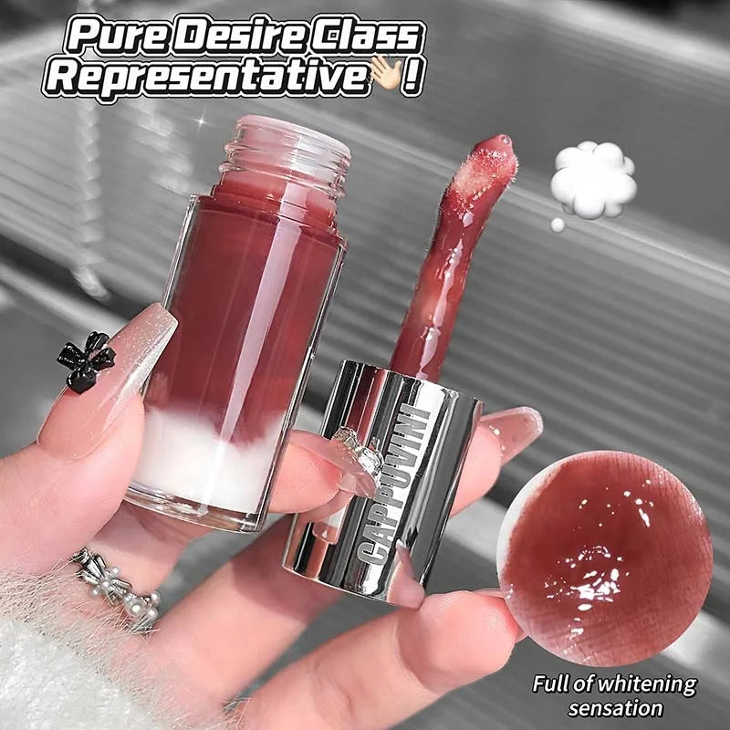 Berry Snow Glass Lip Gloss Mirror Shiny Lip Stain with Mixing Effect Juicy Plump LipGloss Non-Sticky Water Gloss Liquid Lipstick Qme