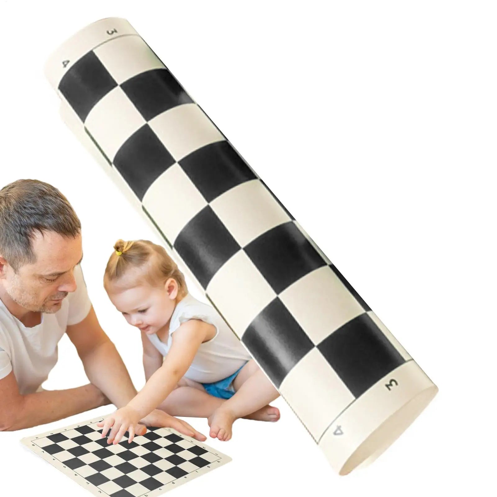 Tournament Chess Board 64 Grids Tournament Chess Mat Roll Up Chess Board Compact PU Leather Chess Board Checkers Folding Board Qme
