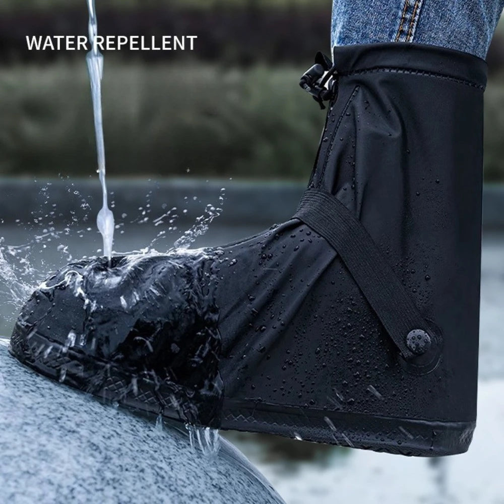 1Pair Waterproof Shoe Covers Black Anti-slip Reusable Motorcycle Qme