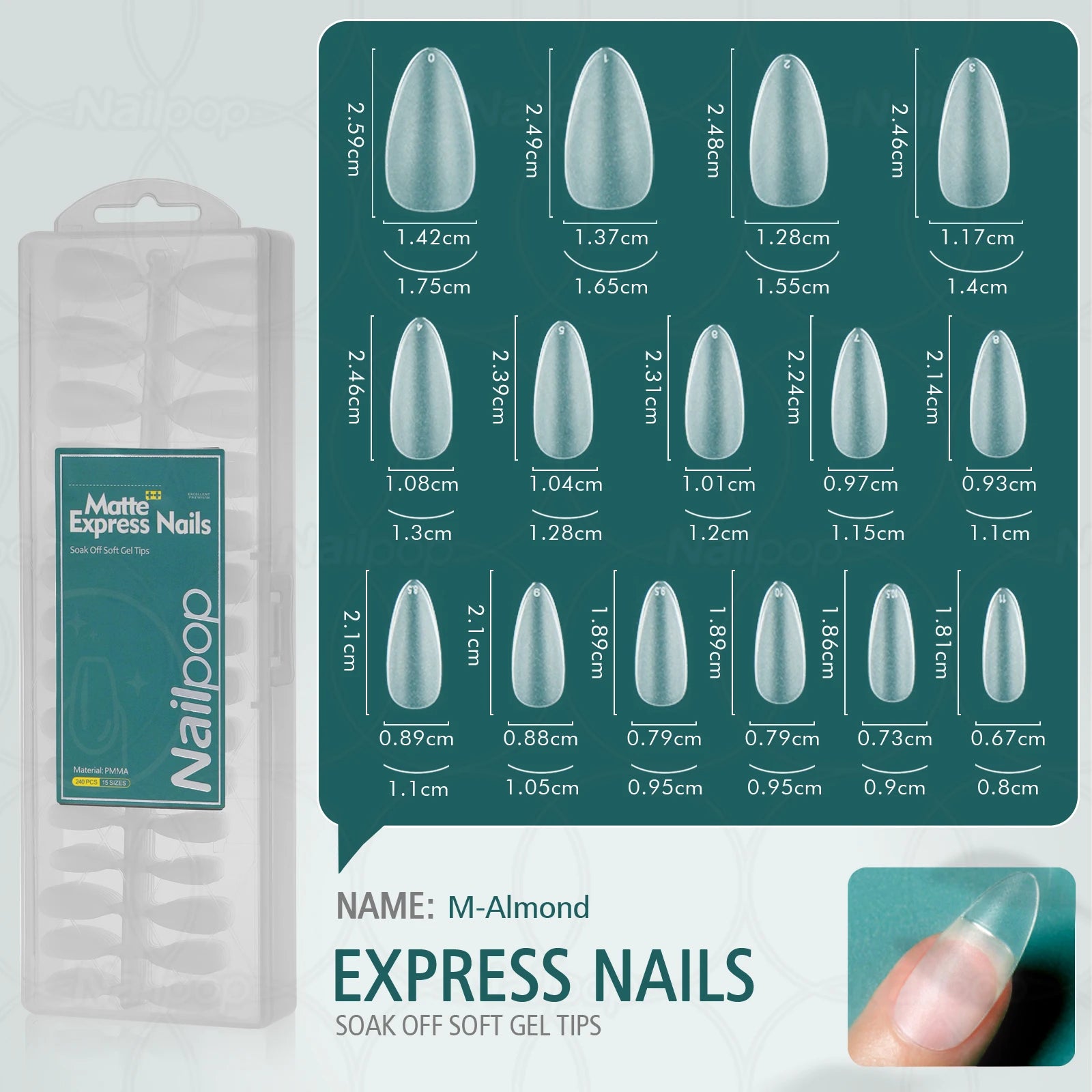 Nailpop Soft Matte False Nail Tips No File Required Durable Premium Qme M-Almond