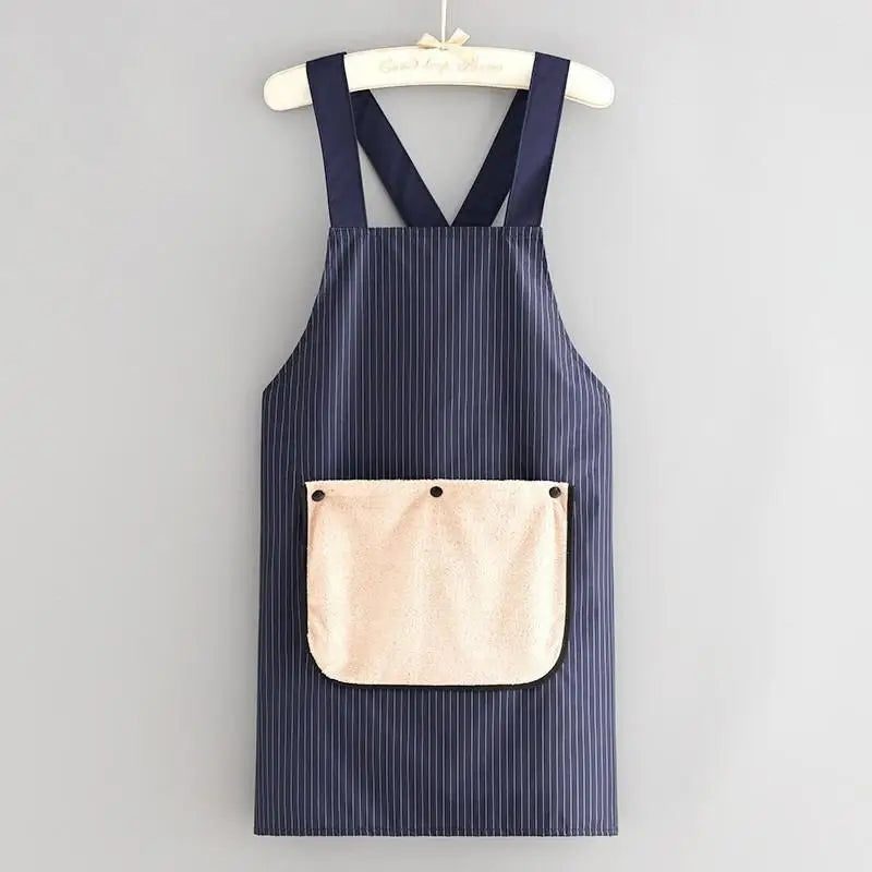 Kitchen Household Cooking Apron Men Women Oil-Proof Waterproof Adult Waist Fashion Coffee Overalls Apron Kitchen Accessories Qme Navy