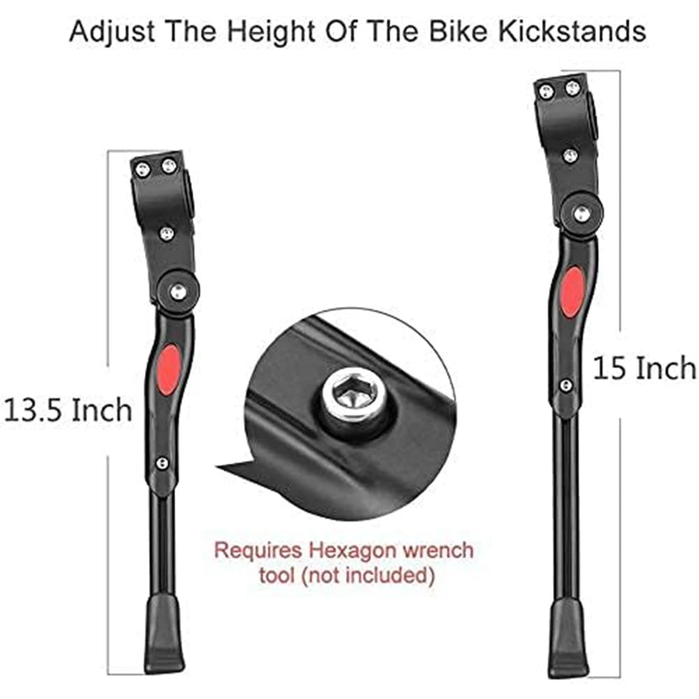 Adjustable Bike Kickstand Aluminum Alloy Non-Slip Rear Side Bicycle Kick Stand for 22 24 26 27 Road Bike/BMX/MTB Qme