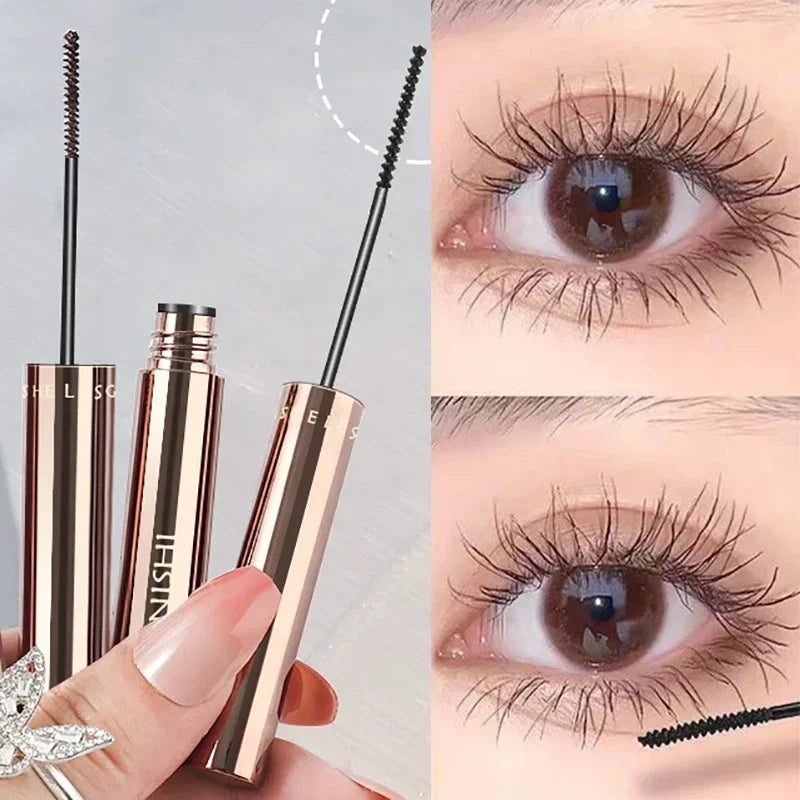 Silk Fiber Matte Mascara Makeup Ultra-Fine Brush Lengthens Eyelashes Waterproof Fast Dry Brown Black Curling Mascara Comestic Qme