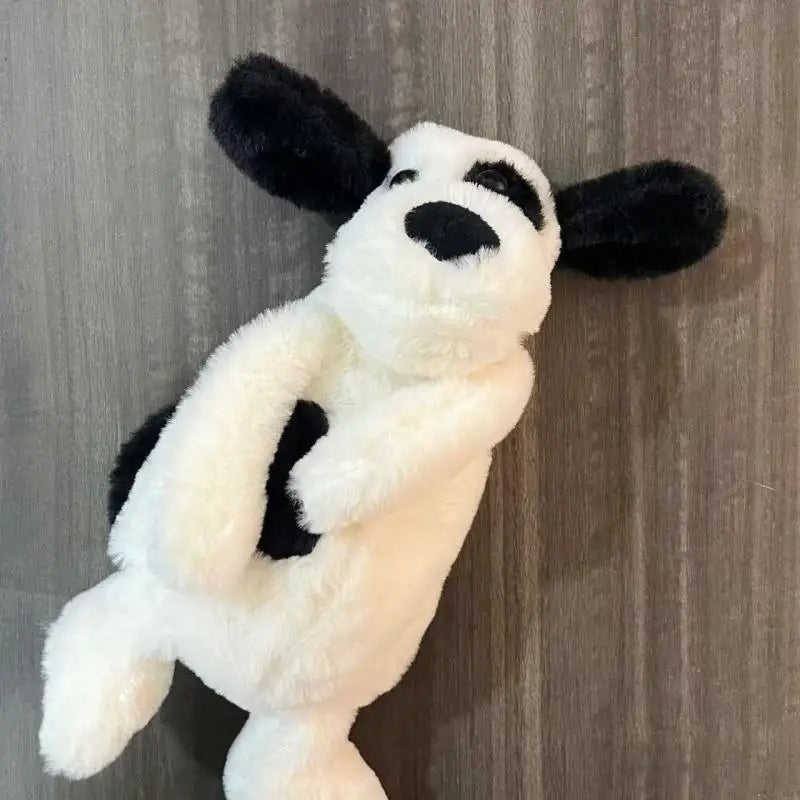 Cute Black White Plush Puppy Pencil Case Cartoon Portable Cosmetic Qme