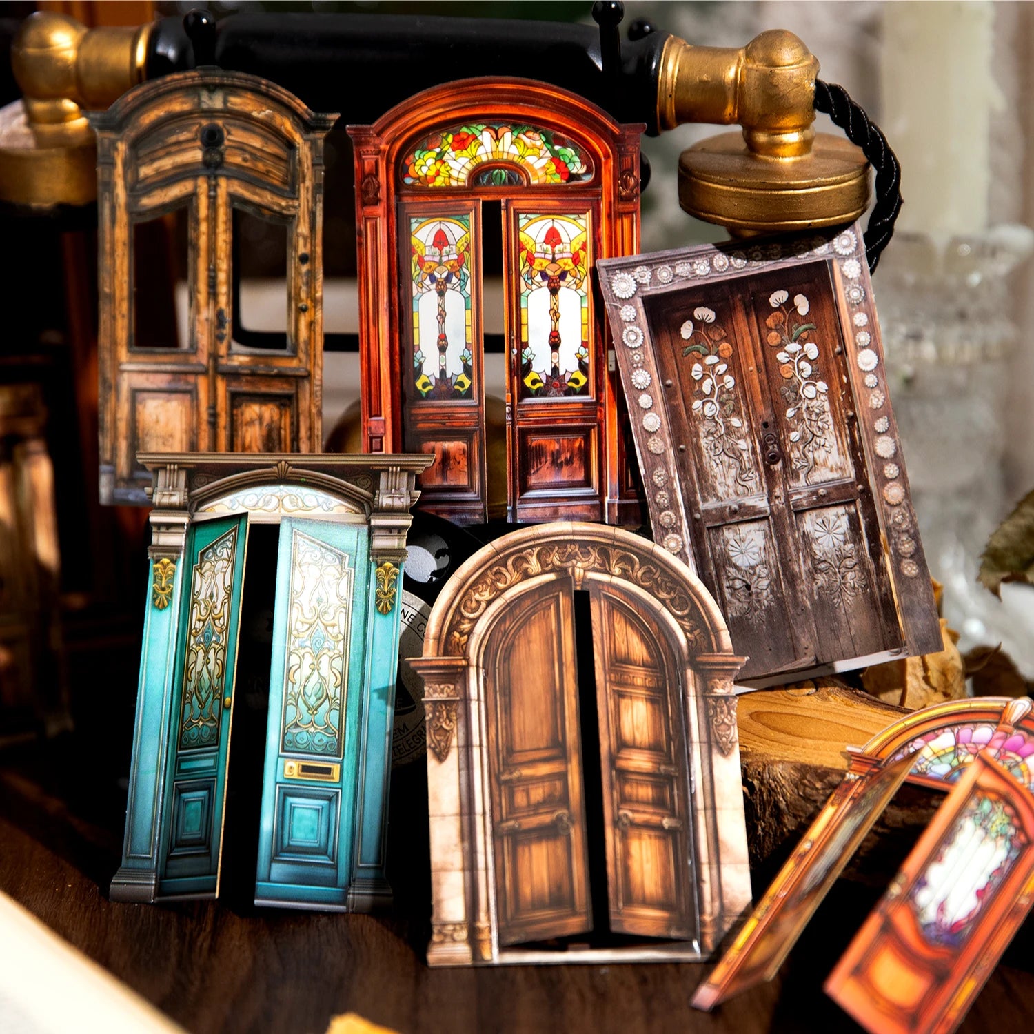 Vintage Door Frame Sticker Pack 10 Sheets/Bag Scrapbook Stationery DIY Journal Phone Case Notebook Decoration Qme