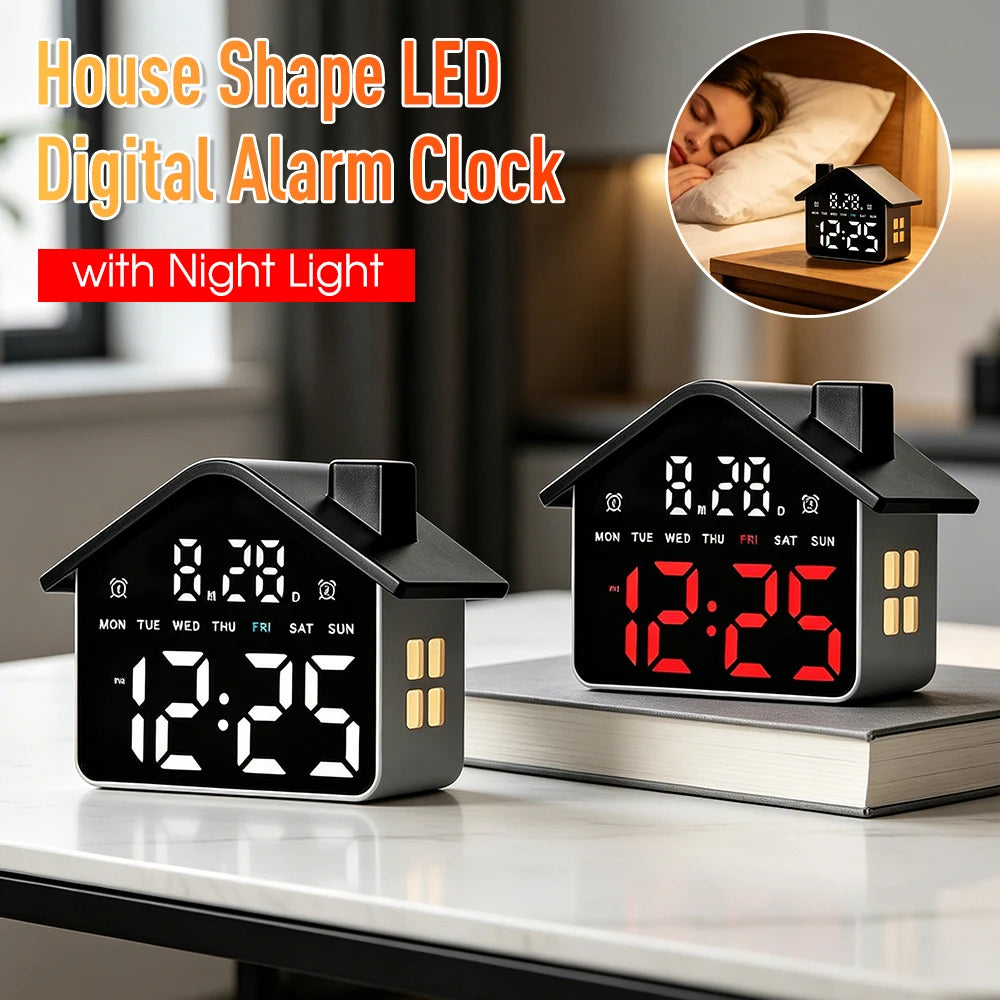LED Electronic Table Clock USB Charging Multi-Functional House Clocks Creative Bedside Ornaments for Home Office Desk Decoration Qme