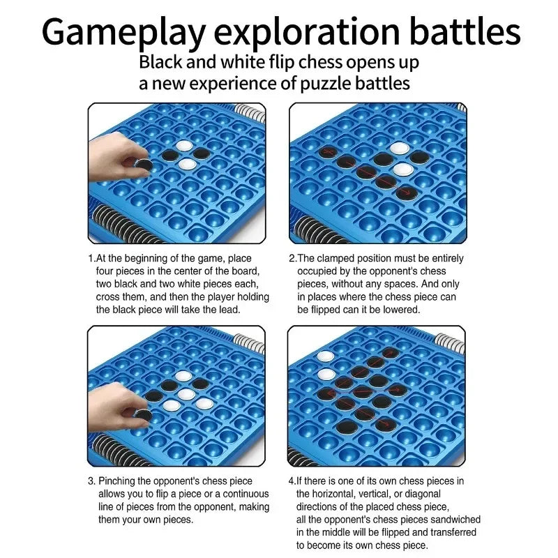 Dual-Side Flip Board Strategy Game for 2 Players Logic Training Educat for 2 Players Logic Training Educational Brain Teaser Toy Qme