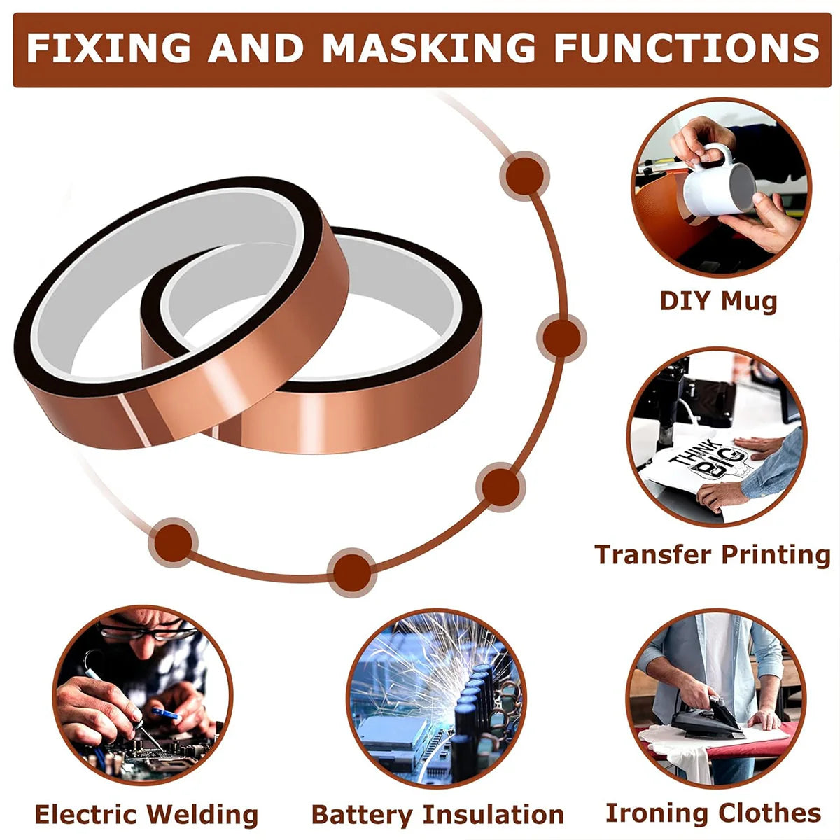 Gold Finger High Temp Heat Resistant Tapes Polyimide Adhesive Battery Wire Insulation Antistatic Circuit Board Protection Tape Qme