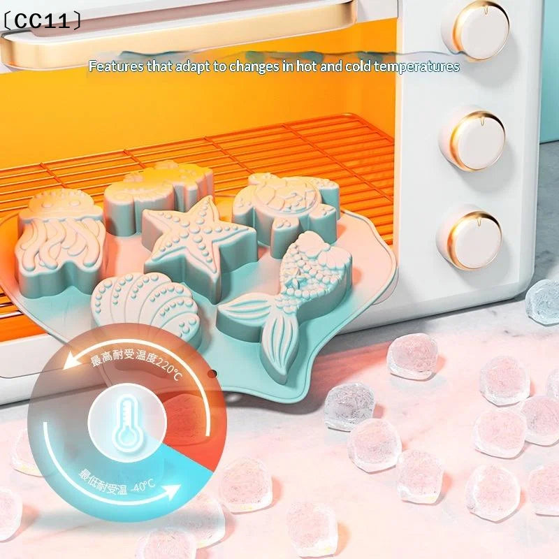 Ocean Fondant Silicone Mold Shells Mermaid Tail Seahorse Starfish Qme