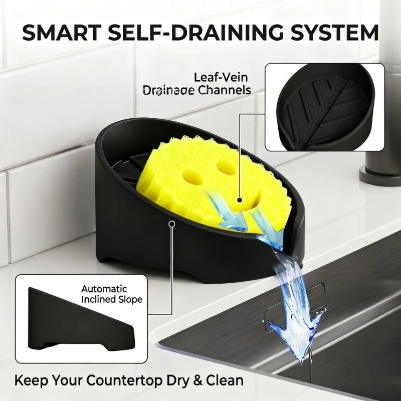 Sponge Drain Rack Multi-functional Dish Soap Holder Kitchen Bathroom Qme