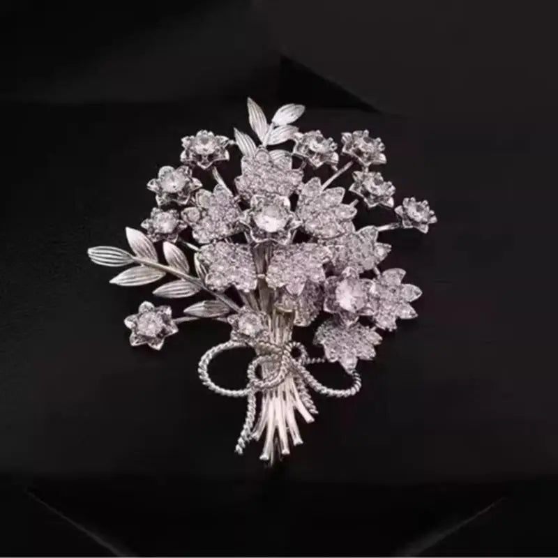 Rhinestone Money Tree Brooch, Sparkly Lucky Plant Lapel Pin Fashion Coat Clothing Jewelry Gifts for Women Qme B