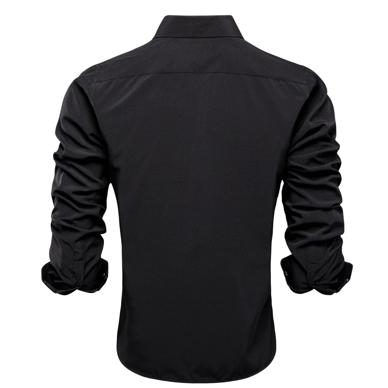 Hi-Tie Jacquard Solid Black Purple Mens Silk Shirt Long Sleeve Lapel Shirt Blouse Outerwear Wedding Office Breathable Quality Qme