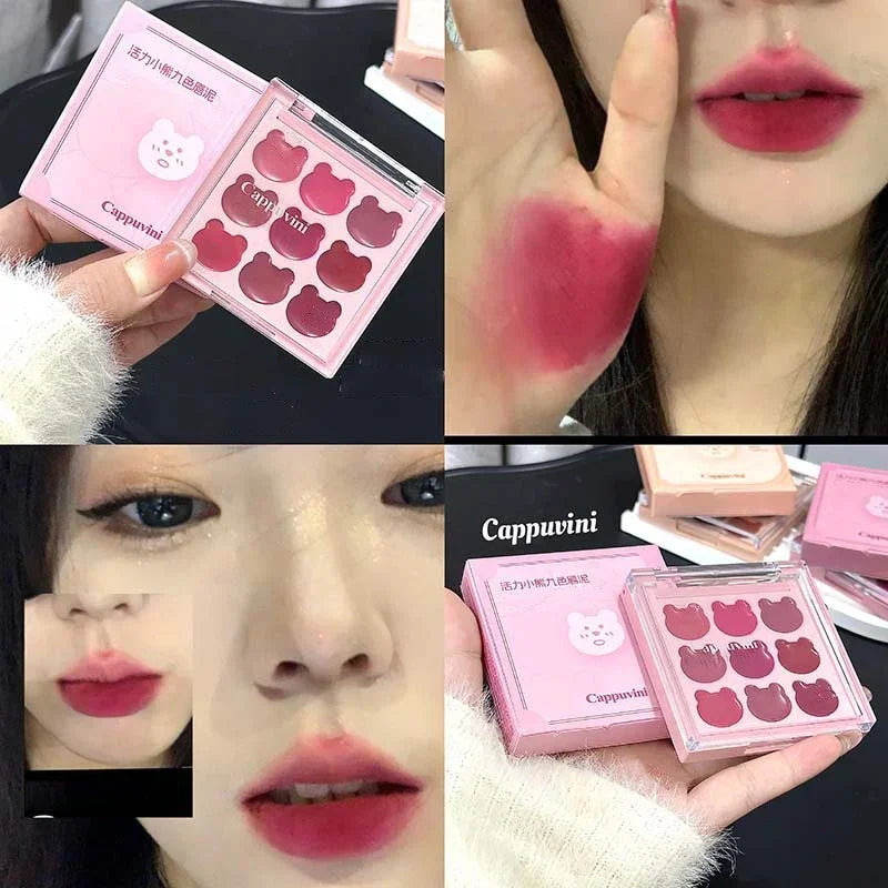 Purplish Orange Nine Colors Lip Mud Velvet Matte Lipstick Makeup Silky Mud Like Texture Lip Gloss Lips Cheeks Dual-use Cosmetics Qme