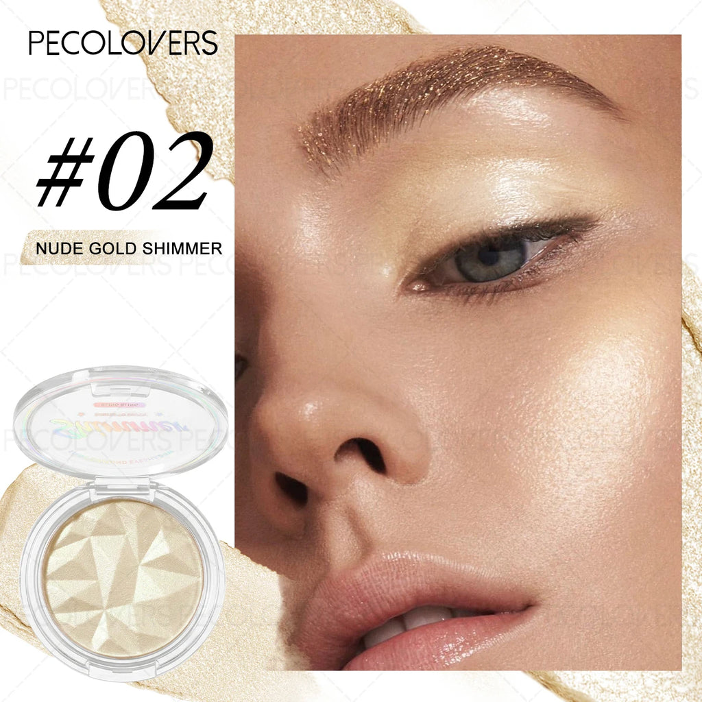 1PC Face Highlight Palette, White Silver and Champagne, Brightening Face Highlight, Waterproof, Facial Cosmetics Qme 02