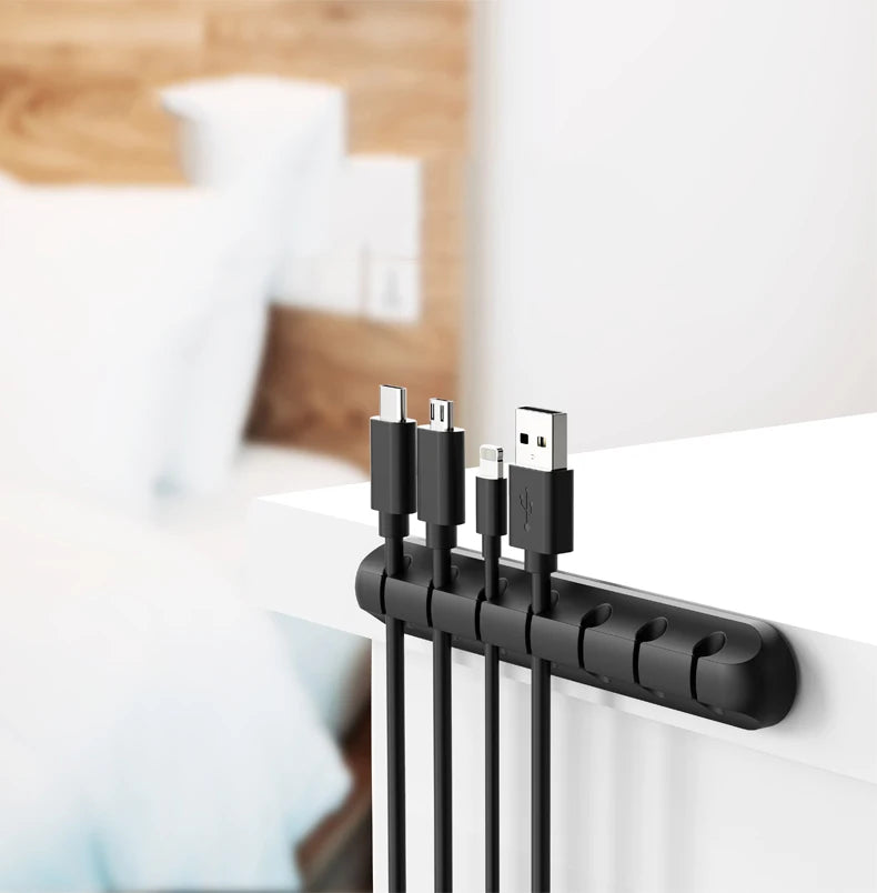 Desktop Charging Data Line Fixator Multiport Storage Line Tabletop Cable Organizer Smart Device Charging Wire For Mouse Cables Qme