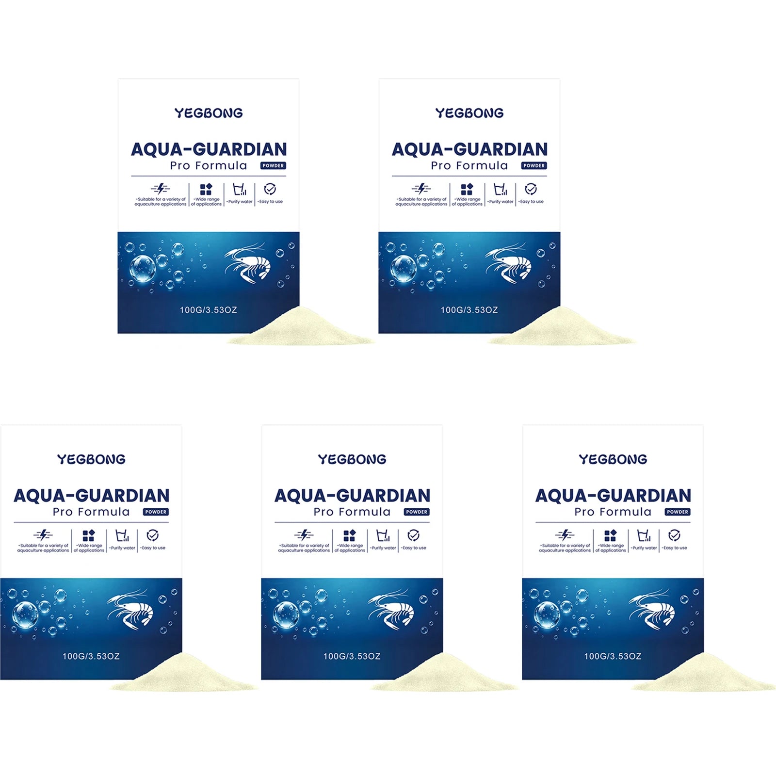 Aquarium Water Purifier Powder Remove Impurities Purify Water Improve Water Quality Safe Easy to Use Fish Tank Water Conditioner Qme 5 x 100g Boxed