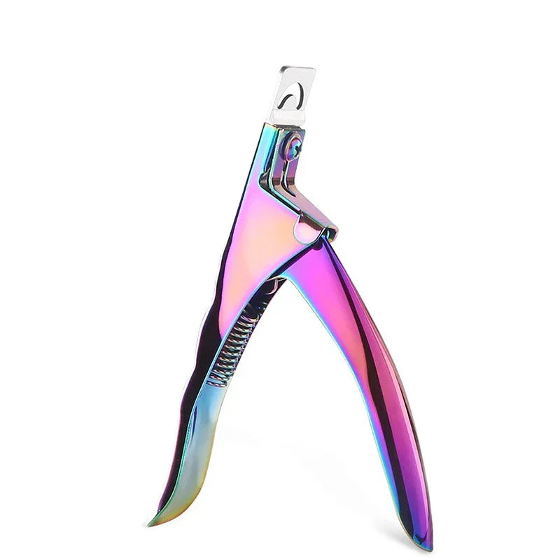 3 Colors U Word Cutting Nail Art Clippers French False Nail Tips Edge Cutters Stainless Steel Trimmers DIY Manicure Tool Qme Colorful