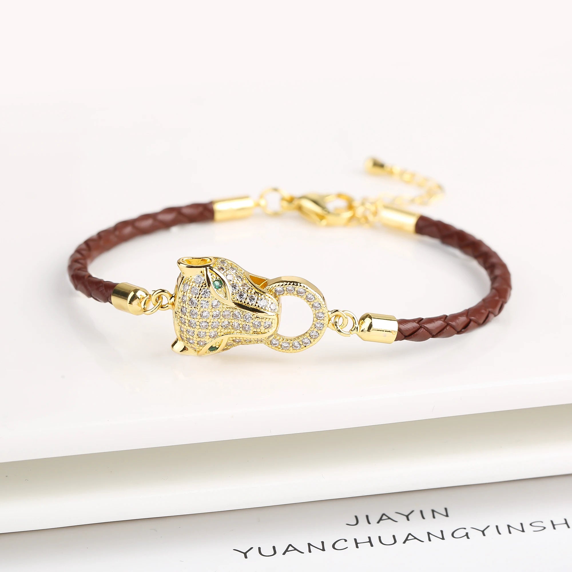 New 6 Colors Fashion Cute Animal Bear Zirconia Leather Rope Braided Adjustable Bracelet Classic for Man Woman Party Jewelry Gift Qme D