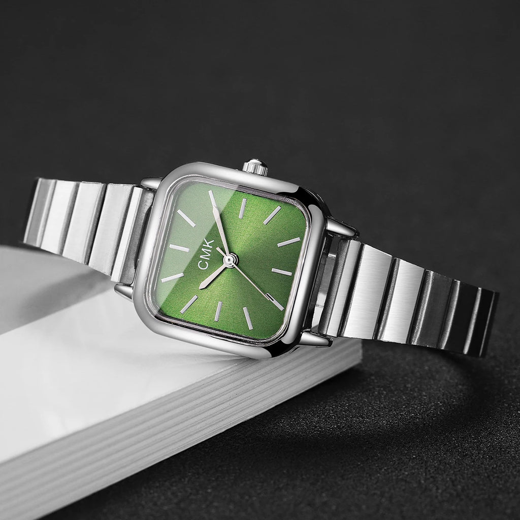 Moda praça relógios femininos de luxo ultra-fino cinta senhoras relógio de pulso de quartzo para senhoras reloj mujer (sem caixa Qme