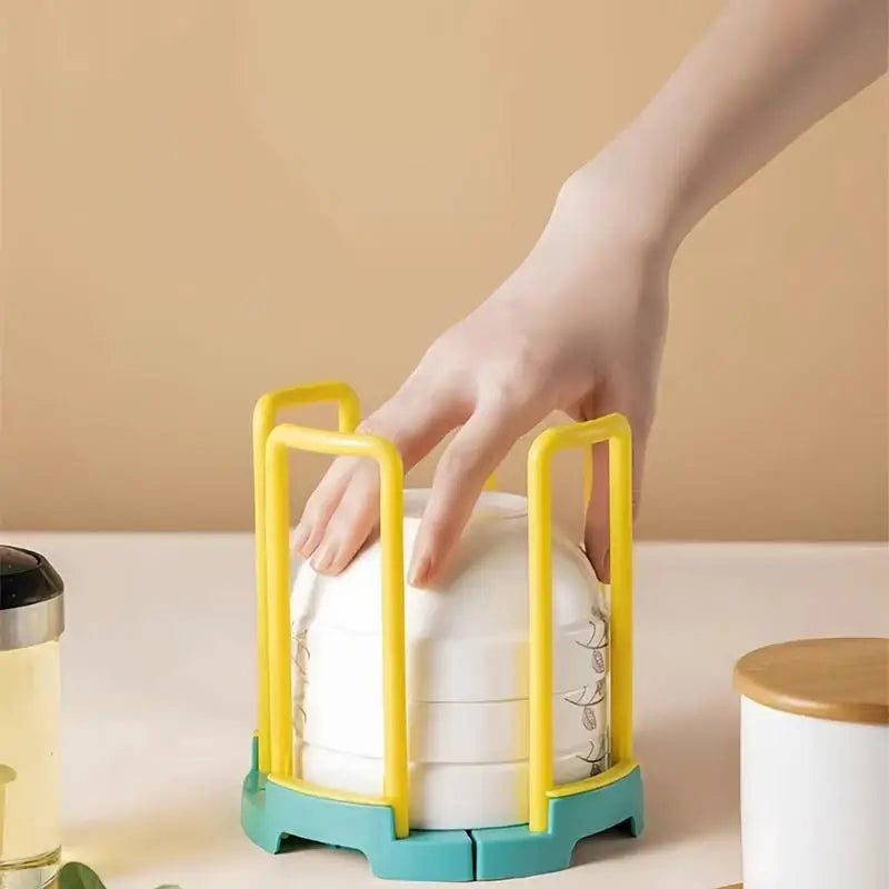 Retractable Desktop Bowl Holder Kitchen Organizer Plastic Drain Water Qme yellow