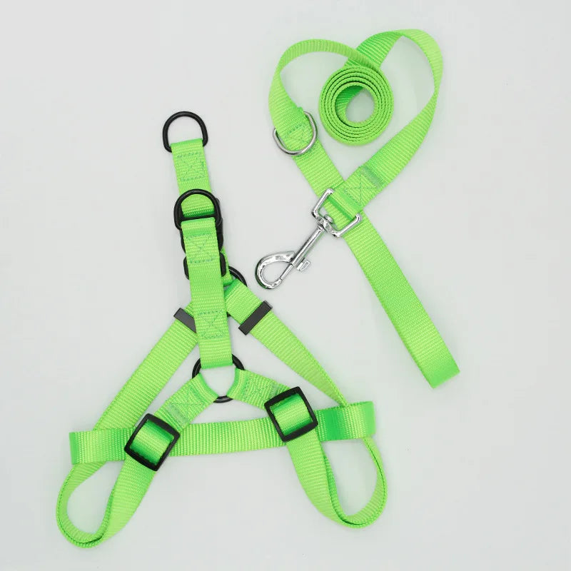 B 2/3Pcs Solid Nylon Dog Harness Collar Leash Set, Adjustable Breathable Traction Kit For Dogs Daily Walking Training Qme