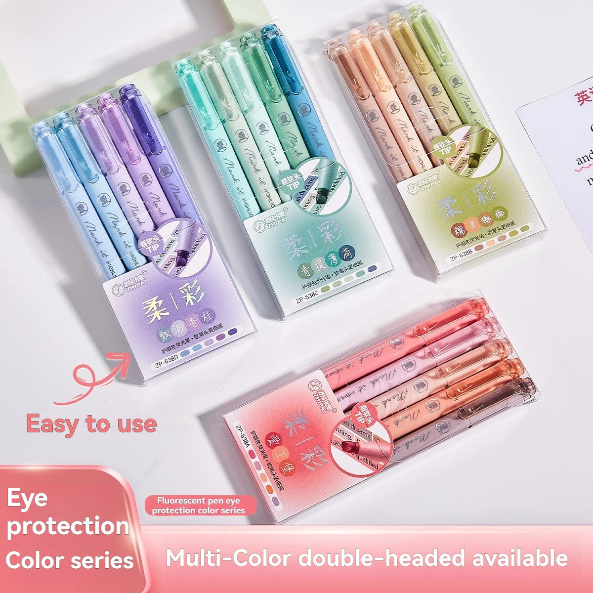 5Pcs/set Pastel Highlighters Marker Colors Fluorescent Hook Pen Colored Mark Pen Japanese Stationery School Supplies Kawaii Qme