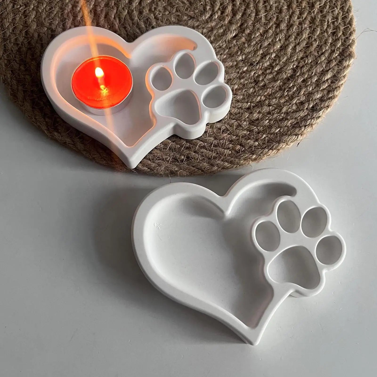 Paw Print Resin Mold Candle Mold Clay Molds Keychain Charm Heart Paw Print Resin Molds Plaster Mold Jewelry Molds Epoxy Mold Qme