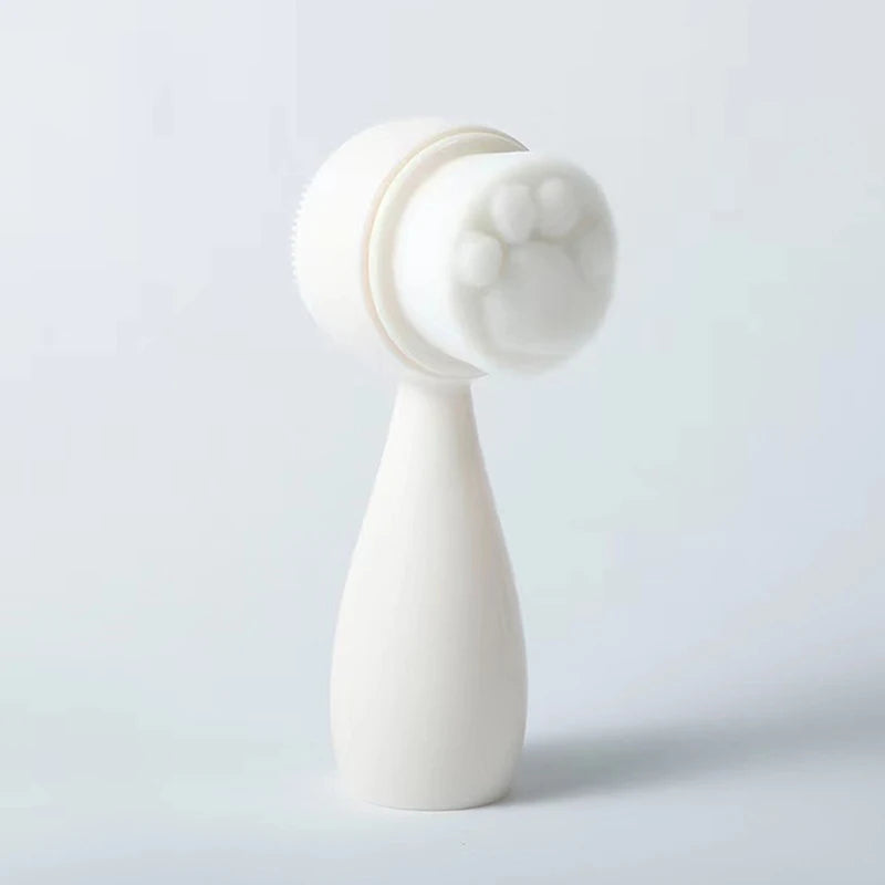 Silica Gel Facial Brush Double-sided Cleansing Exfoliating Tool Pores Qme White