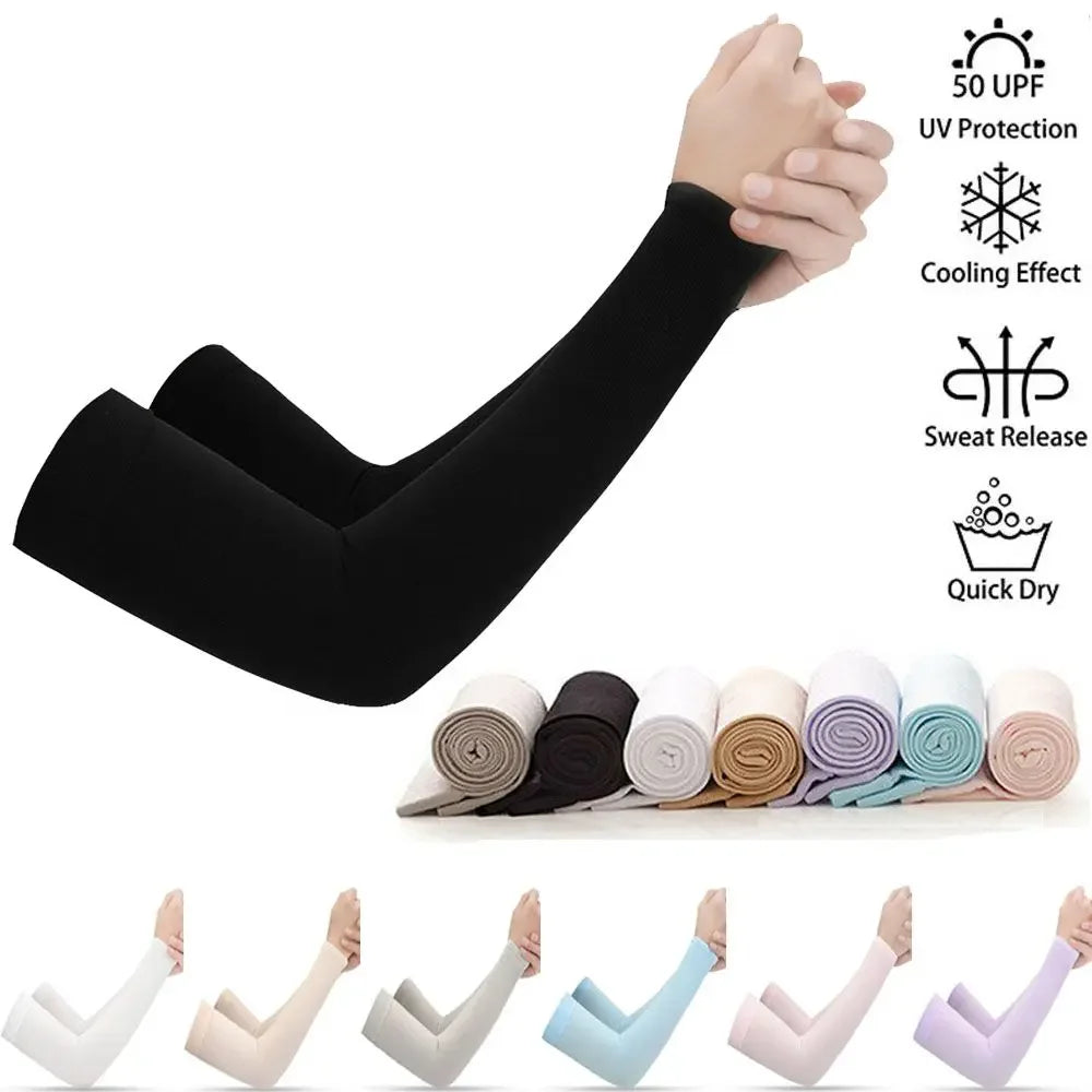 2Pcs Arm Sleeves Warmers Sports Sleeve Sun UV Protection Hand Cover Cooling Warmer Running Fishing Cycling Summer Cooling Qme