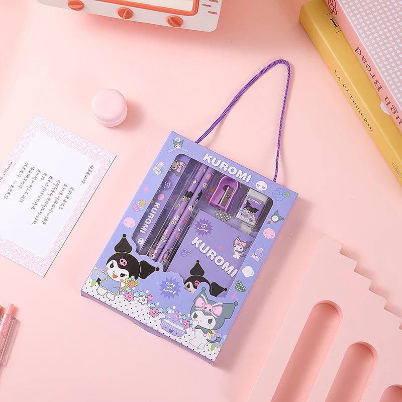 Hello Kitty Kuromi Stationery Set Student Birthday Gift Box Event Prizes: Ruler, Pencil, Eraser Qme