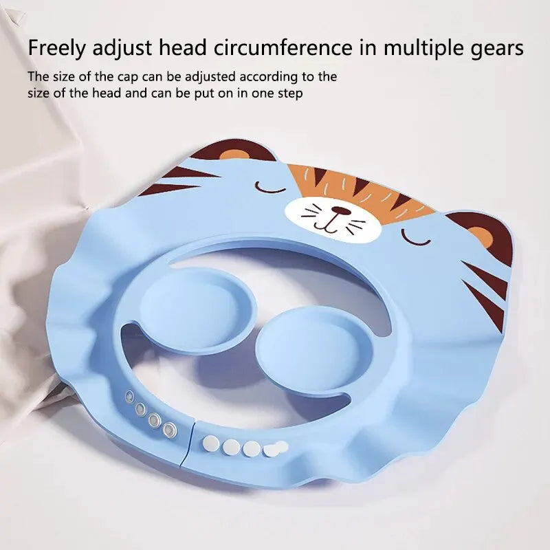 Baby Bath Visor Shampoo Cap Children Kids Shower Soft Cap Adjustable EVA Cap Waterproof Eye Protection Earmuff Headgear Fox Cap Qme