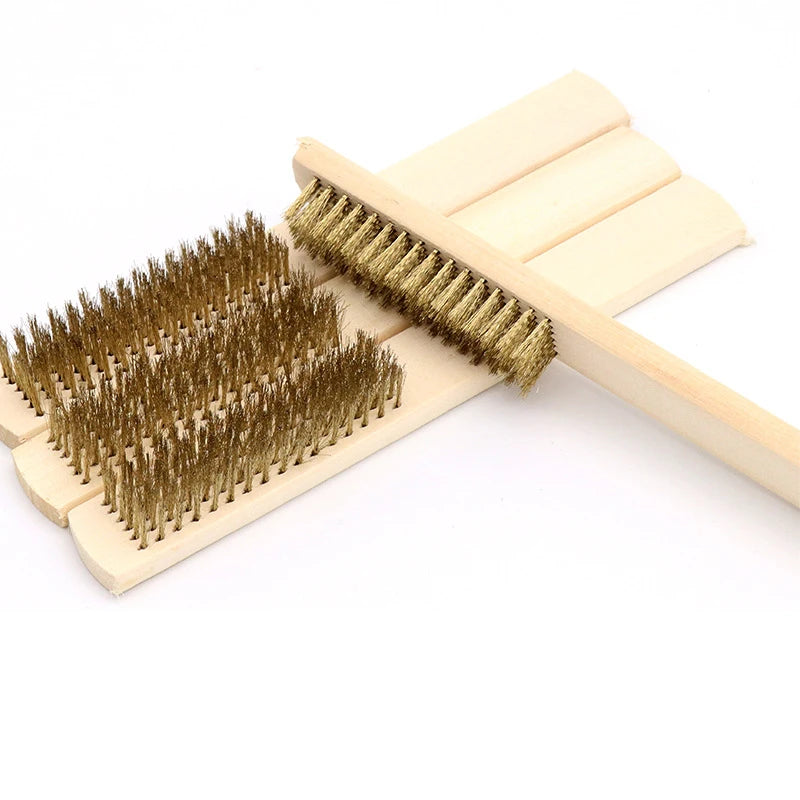 Wood Handle Brass Wire Copper Brush Industrial Devices Surface Inner Qme