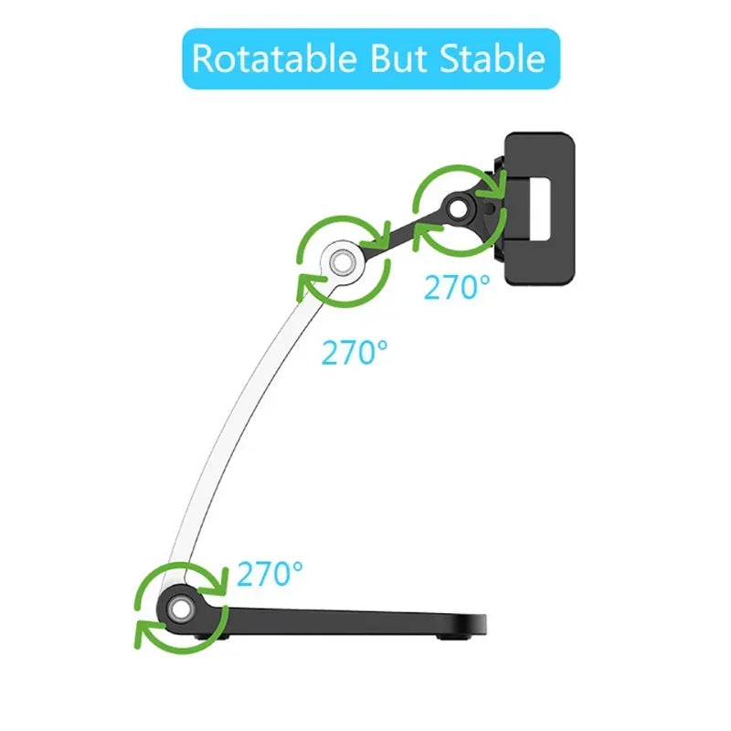 Tablet Stand Holder Adjustable Folding 360° Swivel Desk Mount Cell Phone Bracket Support 4-12.inch Display Tablets Phones Qme