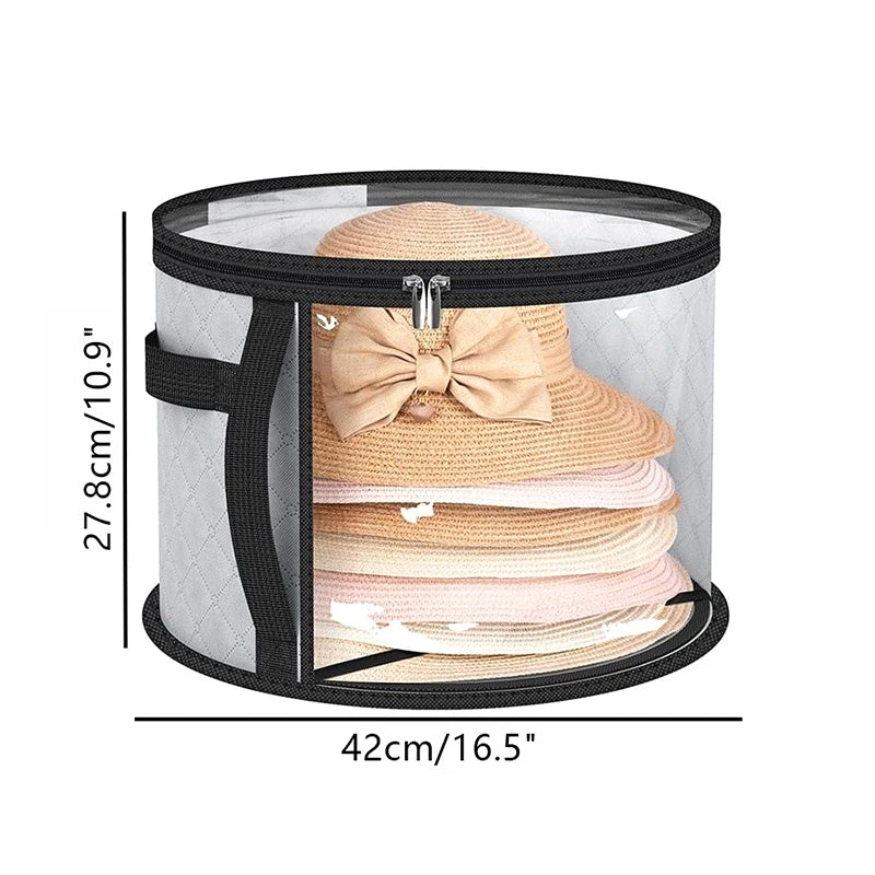 Bucket Clothes Organizers Zippered Lid Travel Bags Hat Storage Box Qme